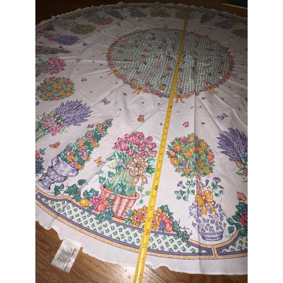 Fashion Industries 1995 Round Tablecloth Floral Fruit Lavender Butterfly Vintage - Picture 8 of 9